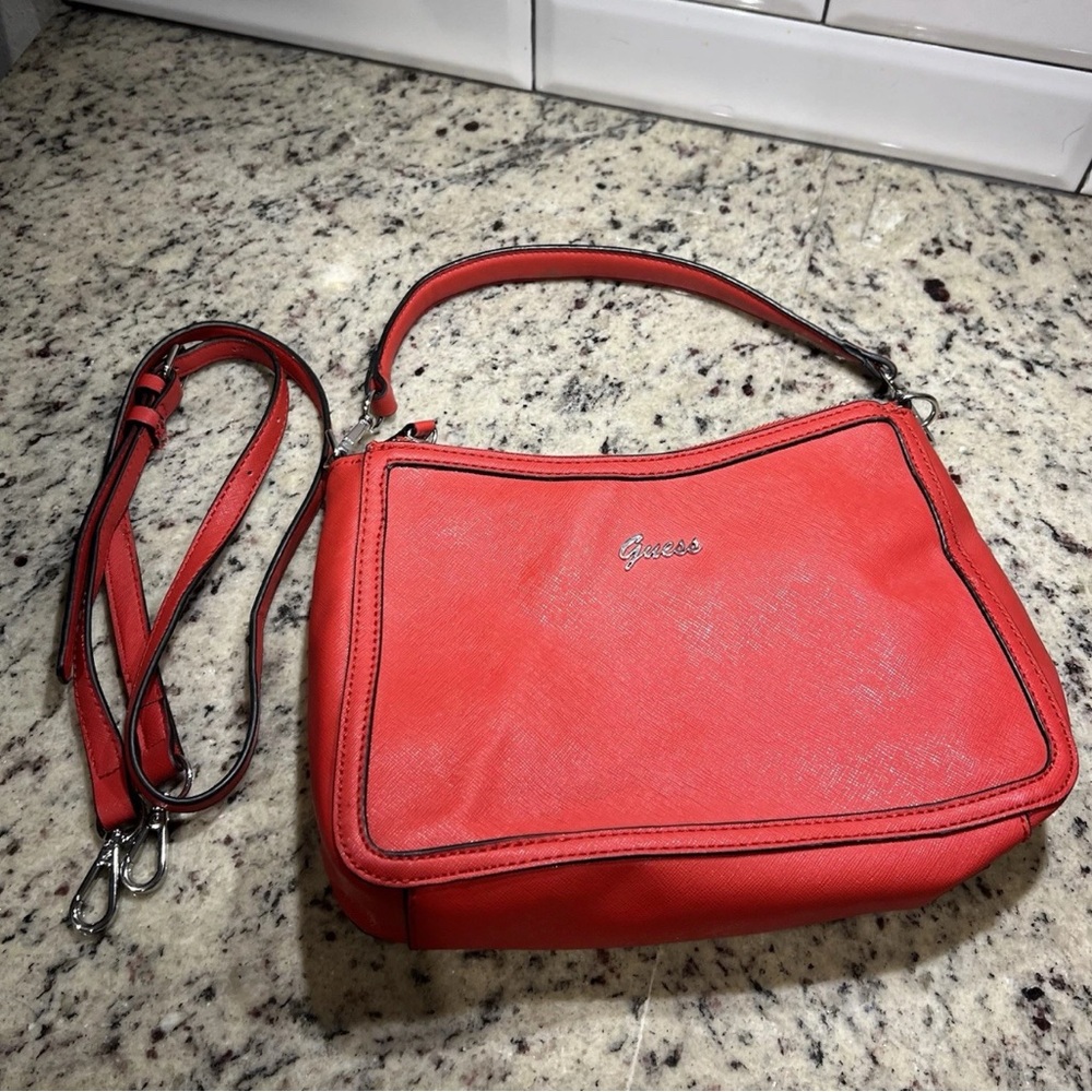 Red Guess Shoulder Bag Purse